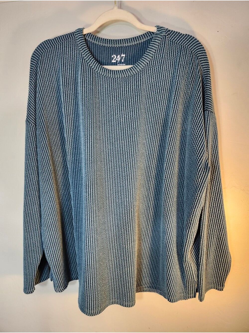 Maurices Teal Stripe Ribbed Sweatshirt